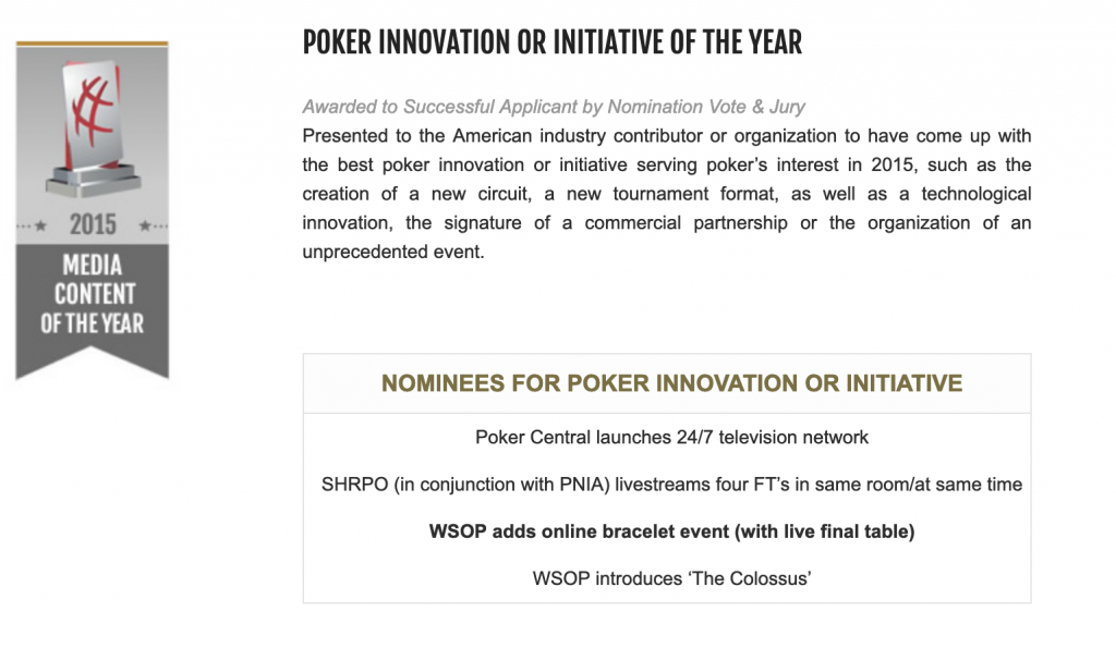 Poker Innovation Award